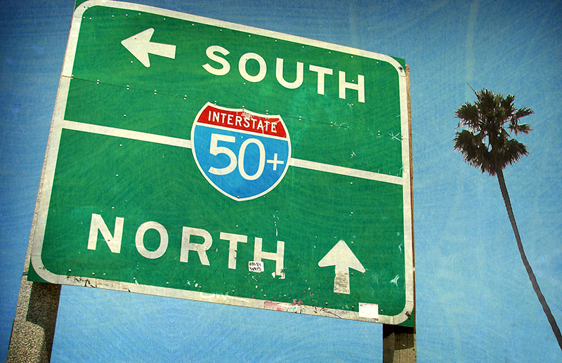 aged and worn vintage photo of california interstate freeway sig